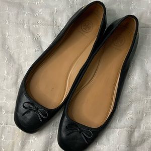 Tory Burch—Buttery Leather Black Ballet Flats—Size 10